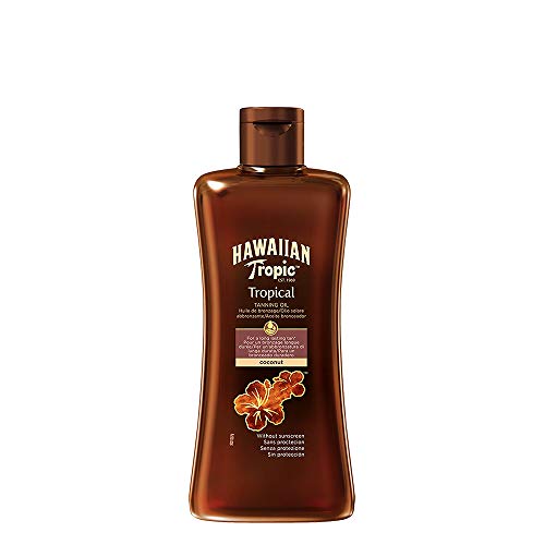 Hawaiian Tropic Tanning Oil SPF 0 - Aceite Bronceador Solar Sin Protección, Fragancia Tropical, 200 ml