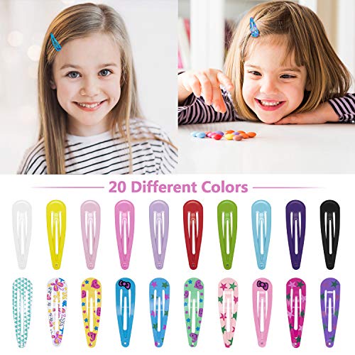 HBF Pack De 100 Piezas Pinza De Pelo Bebe Niñas Horquillas De Pelo Infantiles 20 Colores Clips Para El Pelo