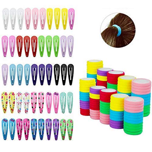 HBselect Conjunto De 66 Gomas Pelo Niña Y 50 Clips Pelo Niña Multicolor Nilón Pinzas Pelo Bebe Niña Accesorios Para El Pelo Niña