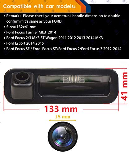 HD Revertir Asistencia de Copia de Seguridad de la Cámara de Aparcamiento Cámaras de visión trasera IP68 para Ford Focus SE/Ford Focus ST/Ford Focus 2/Ford Focus 3/Focus Turnier Mk3/Escort