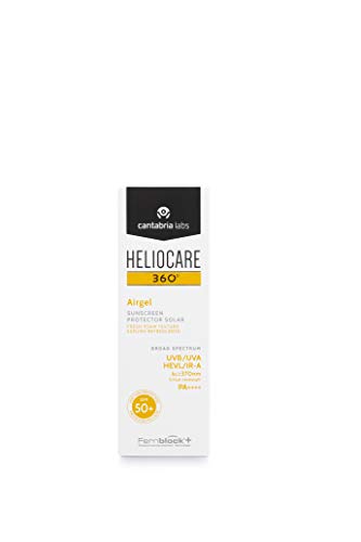 Heliocare 360º Airgel SPF 50+ - Crema Solar Facial Ligera, Fórmula Espuma, Frescura para Todo Tipo de Piel, Absorción Inmediata, Muy Alta Protección, 60ml