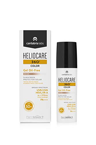 Heliocare 360º Color Gel Oil-Free SPF 50+ - Fotoprotección Avanzada con Color, Textura Ligera, Pieles Mixtas o Grasas, Acabado Mate y Tacto Seco, Beige, 50ml