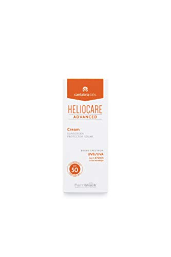 Heliocare Advanced Cream SPF 50 - Crema Solar Facial, Nutre e Hidrata, sin Residuo Blanco, sin Efecto Máscara, Pieles Normales o Secas, No Comedogénica, 50ml