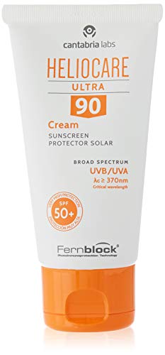 Heliocare Ultra 90 - Crema Solar Facial SPF 50+, Protección Muy Alta, Nutre e Hidrata, sin Residuo Blanco, sin Efecto Máscara, Pieles Normales o Secas, 50ml