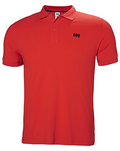 Helly Hansen Driftline Camiseta Tipo Polo de Manga Corta con Tejido de Secado rápido y Logo HH en el Pecho, Hombre, Rojo (Alerta), 2XL