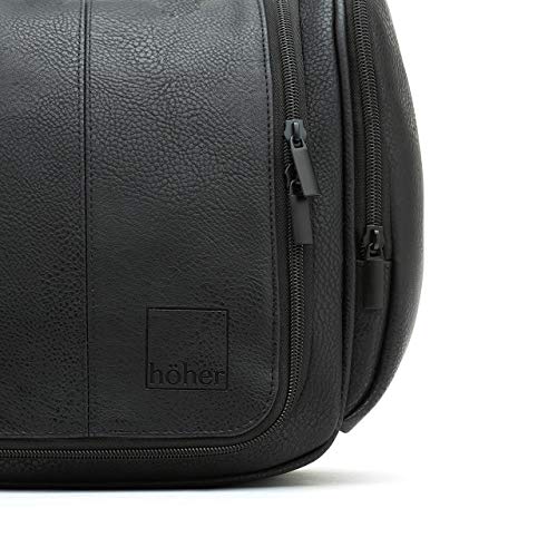 Höher - Bolsa de Baño de Calidad, Gran Capacidad, Gancho para ser Colgado – Artículos de Tocador, Kit de Afeitado, Cosméticos - Regalo para Hombres y Mujeres - Camping, Viajes, Gimnasio (negro)