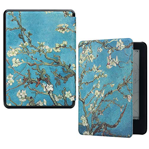 HoYiXi Funda para Nuevo Kindle 2019 Kindle Estuche 2019 Funda de Cuero Delgada con Auto Sueño/Estela Funcion Pintado Cover para Amazon de Kindle (10th Generation 2019 Release) - Flor del Ciruelo