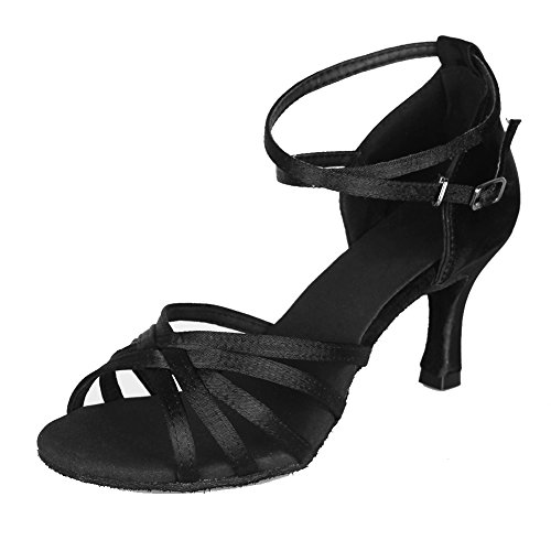 HROYL Zapatos de Baile Latino Mujer Salsa Tango Bachata Vals Zapatos de Baile de Salon,213-Negro-7, EU 38