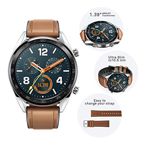 Huawei Watch GT Fashion - Reloj (TruSleep, GPS, monitoreo del ritmo cardiaco), Marrón