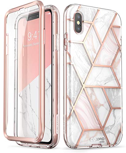 i-Blason Funda iPhone XS 360 Grados Carcasa [Cosmo] Antigolpes Case Brillante con Protector de Pantalla Integrado para iPhone XS 5.8 Pulgadas Mármol