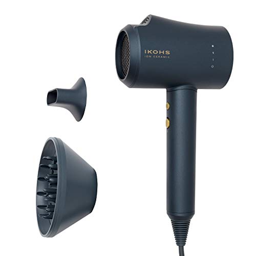 IKOHS ION CERAMIC - Secador de Pelo Iónico por Infrarrojos Portátil, 1200 W, 3 Modos, Plegable, Difusor Compacto, Motor Dc, Menor Consumo, Ligero y Manejable, Tecnología Cerámica