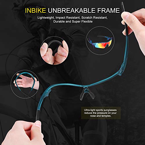 INBIKE Gafas De Sol Polarizadas para Ciclismo con 5 Lentes Intercambiables UV400 Y Montura De TR-90, Gafas para MTB Bicicleta Montaña 100% De Protección UV