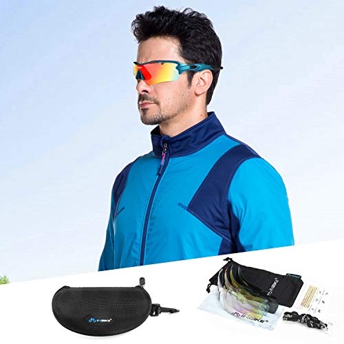 INBIKE Gafas De Sol Polarizadas para Ciclismo con 5 Lentes Intercambiables UV400 Y Montura De TR-90, Gafas para MTB Bicicleta Montaña 100% De Protección UV