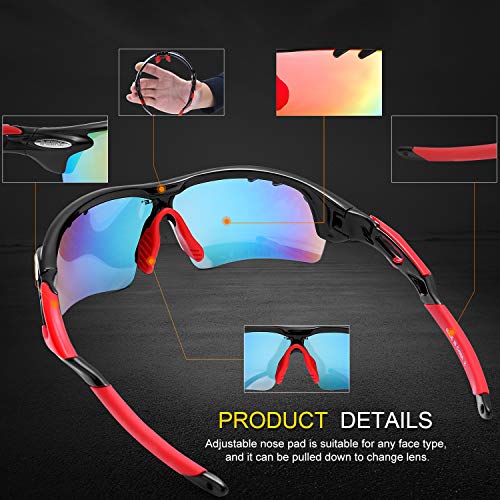 Inbike Gafas de Sol Polarizadas Para Ciclismo con 5 Lentes Intercambiables Uv400 y Montura de Tr-90, Gafas Para Mtb Bicicleta Montaña 100% de Protección Uv(Negro)