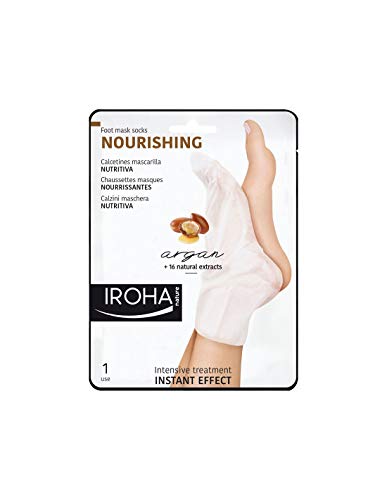 Iroha Nature - Calcetines Nutritivos para pies con Argán, 1 pack 2 Calcetines de un solo uso | Mascarilla Nutritiva Pies Aceite de Argán…