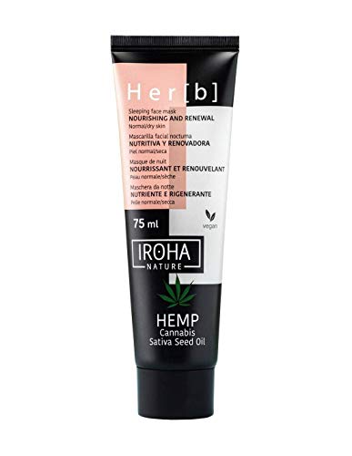 Iroha Nature - Mascarilla Facial Nocturna Nutritiva & Renovadora con Aceite de Semilla de Cannabis, Sleeping Mask, 1 unidad (75ml.) | Mascarilla Facial Noche Reparadora Hemp Oil