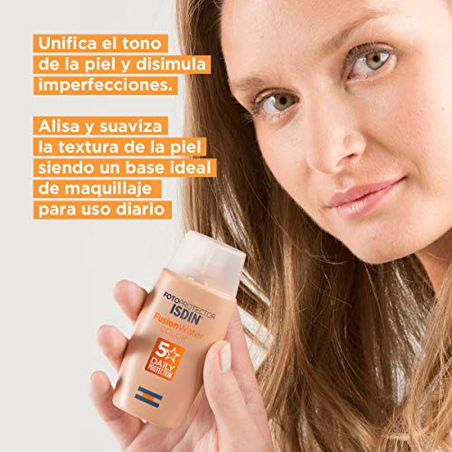 Isdin Fotoprotector Fusion Water COLOR SPF 50 - Protector solar facial de fase acuosa con color para uso diario, Cobertura natural, 50 ml