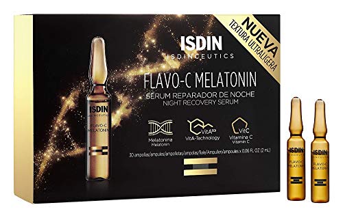 Isdin Isdinceutics Flavo-C Melatonin Serum Reparador de Noche | Ayuda a Estimular las Defensas Antioxidantes de la Piel Durante la Noche Monodosis 30 x 2ml