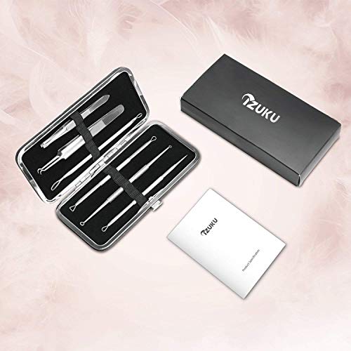 IZUKU Puntos Negros Aguja Extractor Limpiador Juego de 6Pcs Kit Blackhead Remover para Quita Espinillas Negros Comedones Herramientas