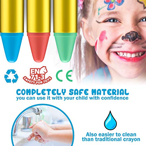 JamBer Pinturas Cara para Niños No Tóxico Pinturas Facial,28 Colores crayones de Pintura Carnaval Halloween, Fiestas, Semana Santa.Cosplay,Fiestas Temáticas - Regalo de Los Niños