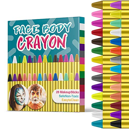 JamBer Pinturas Cara para Niños No Tóxico Pinturas Facial,28 Colores crayones de Pintura Carnaval Halloween, Fiestas, Semana Santa.Cosplay,Fiestas Temáticas - Regalo de Los Niños