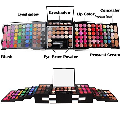 JasCherry 148 Colores Sombra De Ojos Paleta de Maquillaje Cosmética - Incluye Corrector, Blush, Polvos Compactos, Polvo de Cejas y Brillo de Labios