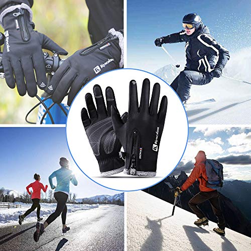 JESOHO Guantes de Pantalla táctil de Invierno al Aire Libre cálido Antideslizante a Prueba de Viento Corriendo Bicicleta de esquí Moto Guantes de Camping Black Friday (Negro, L)