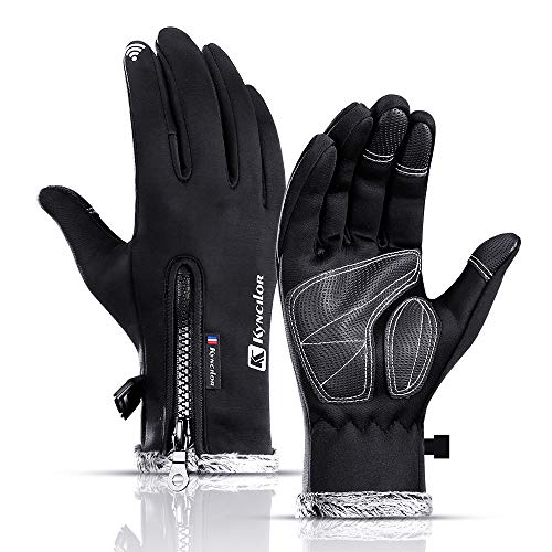 JESOHO Guantes de Pantalla táctil de Invierno al Aire Libre cálido Antideslizante a Prueba de Viento Corriendo Bicicleta de esquí Moto Guantes de Camping Black Friday (Negro, L)