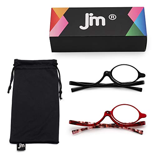 JM 2 Pares Maquillaje Gafas de Lectura Aumento Voltear Cosmético Lecotres Para Mujer +2.5