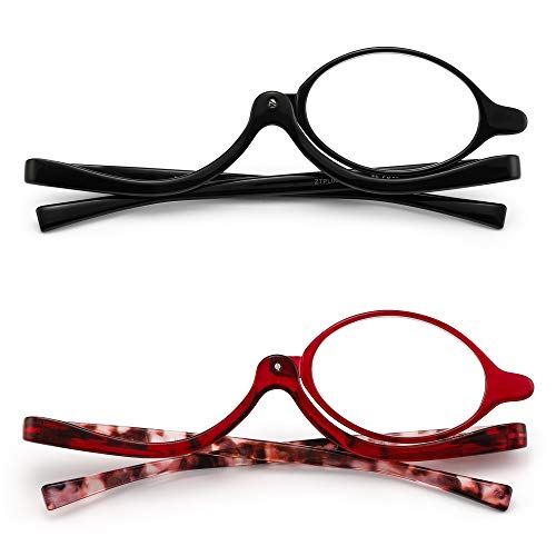 JM 2 Pares Maquillaje Gafas de Lectura Aumento Voltear Cosmético Lecotres Para Mujer +2.5