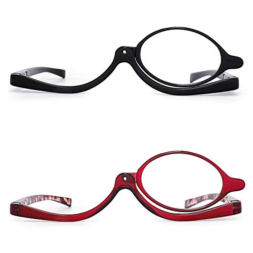 JM 2 Pares Maquillaje Gafas de Lectura Aumento Voltear Cosmético Lecotres Para Mujer +2.5