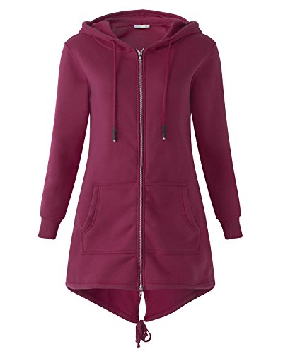 Kidsform Sudadera con Capucha para Mujer Sudadera con Capucha de Otoño Sudadera con Bolsillo Hoodie E-Vino Tinto S