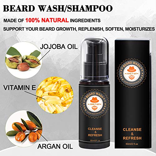 kit cuidado barba con champu barba, peine barba, cepillo barba, aceite barba, balsamo barba, tijeras barba, bolsa de almacenamiento,libro electronico cuidado barba regalos originales para hombre