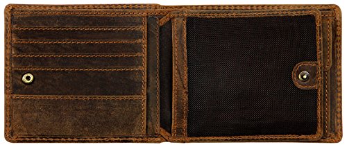 Klondike 1896 'Caleb' Carteras Hombre con Monedero, Cartera Hombre Piel con Solapa Plegable Integrada - Marrón