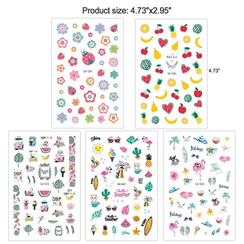 Konsait Nail Art Stickers Uñas Decoración Pegatinas de arte- Flor Hojas Flamencos Etiqueta Engomada Del Clavo Tatuaje Tatuajes de Uñas de Verano