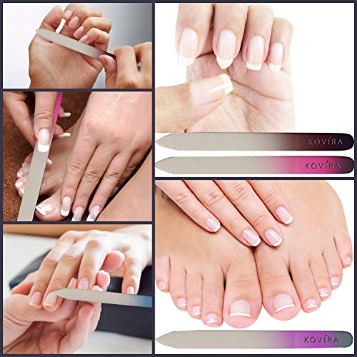 Kovira 5 Set Lima de Uñas Cristal de 15cm Professional con Estuche – Cuidado de Uñas Cristal de Lujo Premium para una Manicura y Pedicura Duradera - Limas para Uñas naturales y acrílicas