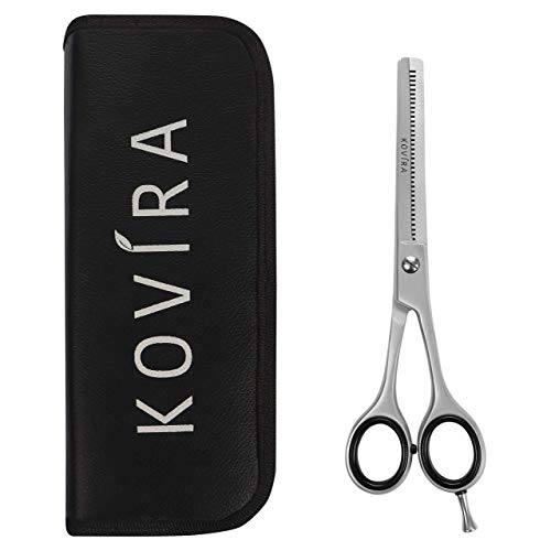 Kovira Tijeras Peluqueria Profesional – 16,5cm de Largo – Afiladas Tijeras de Descargue – Set Tijeras Peluquero Acero Inoxidable de Entresacar con 35 Dientes – Corte Pelo en Casa Hombres y Mujeres