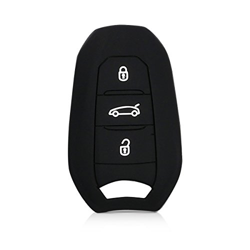 kwmobile Funda de Silicona Compatible con Peugeot Citroen Llave de Coche Smartkey de 3 Botones (Solo Keyless Go) - Carcasa Suave de Silicona - Case Mando de Auto Negro