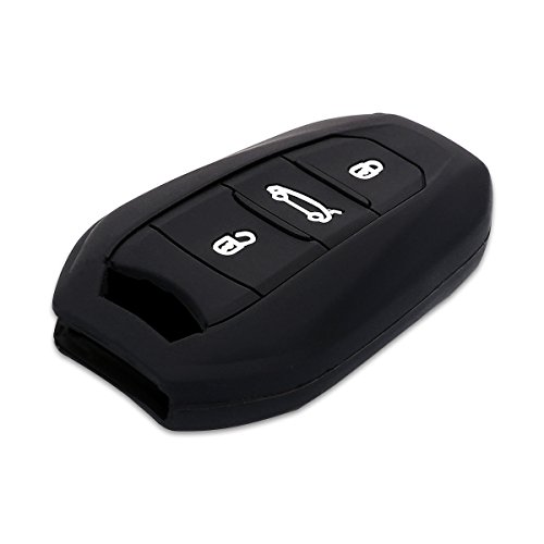 kwmobile Funda de Silicona Compatible con Peugeot Citroen Llave de Coche Smartkey de 3 Botones (Solo Keyless Go) - Carcasa Suave de Silicona - Case Mando de Auto Negro