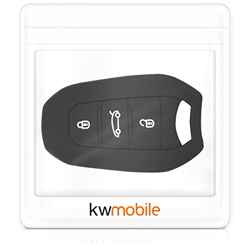 kwmobile Funda de Silicona Compatible con Peugeot Citroen Llave de Coche Smartkey de 3 Botones (Solo Keyless Go) - Carcasa Suave de Silicona - Case Mando de Auto Negro