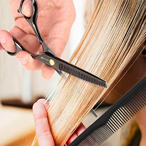 KYG Tijeras de Peluquería Profesional 6 Pulgadas, Tijeras Barbero de Cortar y Entresacar, Acero Inoxidable 6CR, con Tornillo de Tensión de Ajuste Fino Tijeras para Peluquero y Salón de Corte