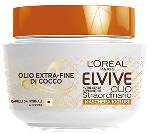 L 'Oréal Paris Máscara Nutriente Elvive Aceite excepcional aceite Fine de coco para cabello para normal a cubos, 300 ml