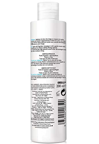 La Roche Posay Toleriane Dermolimpiador- Fluido limpiador y desmaquillante, 200 ml