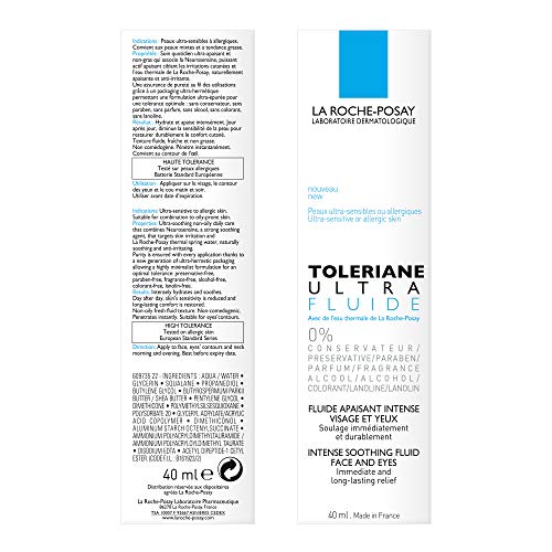 La Roche Posay Toleriane Ultra Fluido Calmante Intenso para Cara y Ojos - 40 ml