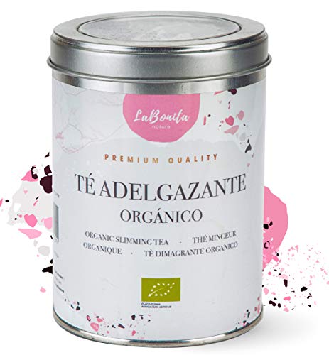 LaBonita Nature, Té Adelgazante quemagrasa para pérdida de peso. 100% Orgánico. Compuesto de té rojo pu-erh, manzana, hibisco, escaramujo y cola de caballo, [Calidad Premium], Lata granel, 100