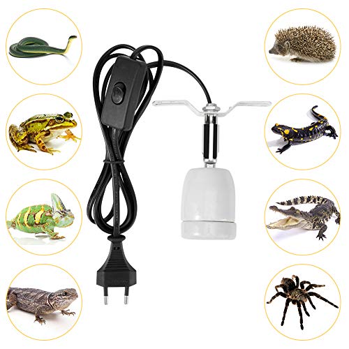 Lámpara para Tortuga UVA UVB，300W Portalámparas E27, Basking Iluminación de Calor, Pinza giratoria de 360 Grados y Fuente de alimentación Reptiles Acuario de Tortuga Lagarto