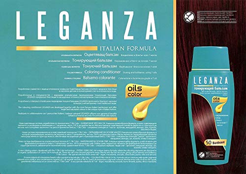 Leganza, 7 aceites naturales, bálsamo para el pelo de color caoba oscuro 61