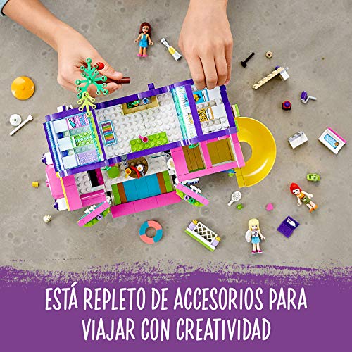 LEGO Friends - Bus de la Amistad, Set de Construcción de Autobús de Juguete con Piscina y Tobogán, Incluye Muñecas de Olivia, Mia y Stephanie, a Partir de 8 Años (41395)