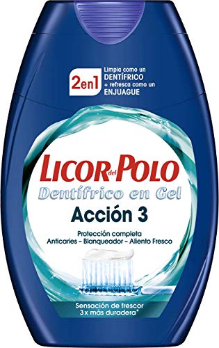 Licor del Polo - Pasta de dientes 2 en 1 Acción 3 - Protección en 3 Dimensiones: Anticaries - Blanqueador - Aliento Fresco - 1 ud de 75 ml