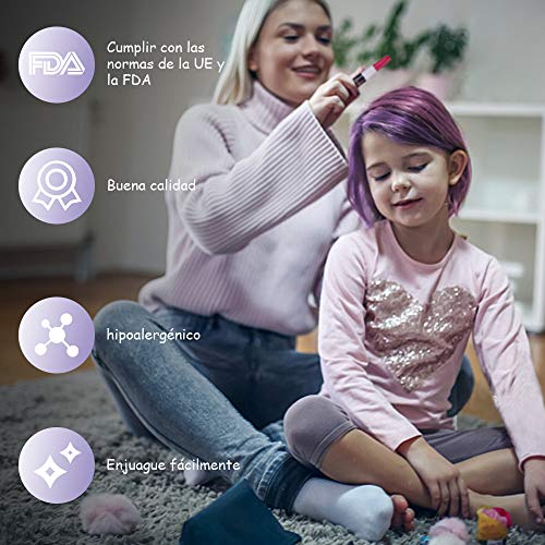 Lictin Tiza para el cabello Tintes capilares con tiza Para niños y niñas Pluma de tinte temporal para el cabello de destello metálico No tóxico Lavable